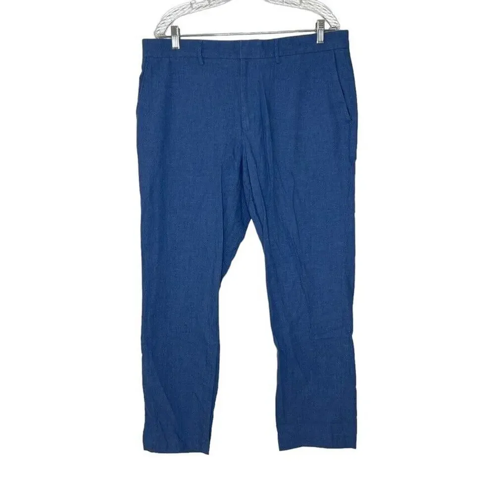 J Crew Men's Tapered Pants Blue Size 36 x 32 Cotton